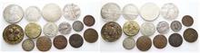 Lot von altdeutschen Kleinmünzen sowie 1 Jeton, 1 preussischem Passiergewicht und 1 Medaille