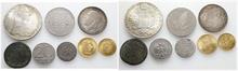 Lot von versch. Münzen, darunter auch 2 Goldmünzen (8 Florin 20 Franken 1892 und 4 Florin 20 Franken 1892)