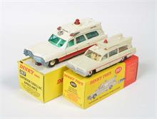 Dinky Toys, Superior Criterian Ambulance Nr. 263 + Superior Cadillac Ambulance Nr. 267
