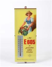 Glasschild mit Thermometer "Bayer"
