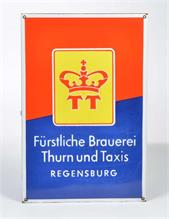 Emailleschild "Brauerei Thurn  + Taxis"