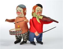 Schuco, 2 Clowns mit Geige + Trommel