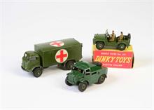 Dinky Toys, Austin Champ, Militär Ambulanz + Artillerie Traktor
