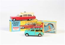 Corgi Toys, Mini mit Surfer + Cadillac Ambulance