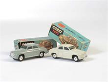 Corgi Toys, 2x Rover 90 Saloon (204), dunkelgrau + hellgrau
