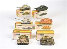 Corgi Toys, Tiger Panzer, Centurian Tank, A 60 AL Panzer, Chieftain Medium Panzer, King Tiger Panzer + SU 100 Panzer