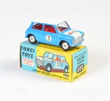 Corgi Toys, BMC Morris Mini Comp. blau/weiß + innen rot, #3, Front weiß