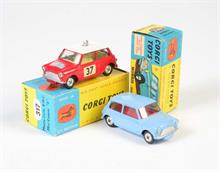 Corgi Toys, BMC Monte Carlo Mini Cooper #37 's' + Morris Minor Speichenfelgen
