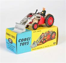 Corgi Toys, Massey Ferguson 65 Traktor + Gabel, rot/elfenbein