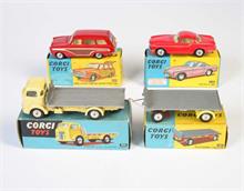 Corgi Toys, Volvo P 1800, Platform Trailer , Commer 5 tone Platform Lorry + Ford Cortina Kombi
