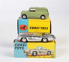 Corgi Toys, Mercedes Benz 300 offen # 3 + Mini Kombi Van