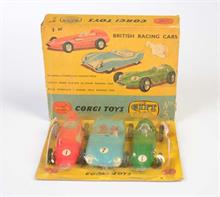 Corgi Toys, British Racing Cars (Speichenfelgen + in Blister)