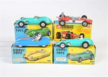 Corgi Toys, Lotus Mark Eleven, Lotus Climax + 2x BRM Formel 1