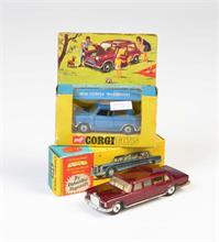  Corgi Toys, Mercedes 600 Pullmann + Mini Cooper Manifique, blau