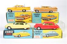 Corgi Toys, Chevrolet NY Taxi, Chevrolet Impala + 2x Citroen DS 19 