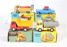 Corgi Toys, Neville Cement Tipper, ERF Model 646, VW Breakdown Truck + Motor School Car