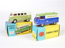 Corgi Toys, VW Fensterbus + Commer Van "Hammonds"