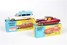 Corgi Toys, Citroen Le Dandy Coupe + Cadillac Super Ambulance