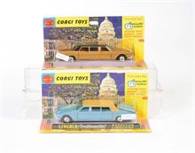 Corgi Toys, 2x Lincoln Continental TV Limousine, blau/golden