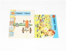Corgi Toys, Kataloge Rennwagen + Traktor mit Junge