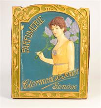Bonner Fahnenfabrik, Werbedisplay Jugendstil um 1920 "Parfümerie Geneve" Plasticon