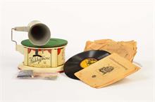 Bing, Kindergrammophon + 11 Originalschallplatten + Anleitung