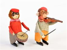 Schuco, Affe mit Geige + Affe mit Trommel