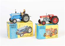 Corgi Toys, 2x Traktor 66 + 67 (Ford + Massey Ferguson)