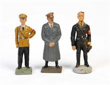 Elastolin + Lineol, 3 politische Figuren (Hitler, Goebbels, Hess)