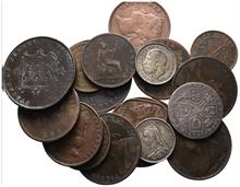 Großbritannien, kl. Konvolut von britschen Münzen und deren Kolonien. 1 Cent bis 6 Pence. 19 Stück