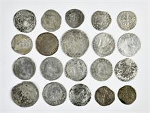 Belgien, Konvolut von Münzen verschiedener Gebiete, darunter auch einige Stücke der Niederlande. 20 Stück.
