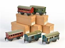 Märklin, 3 Personenwagen, Packwagen + Postwagen