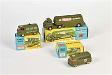 Corgi Toys, Tankwagen, Polizeiwagen + Krankenwagen