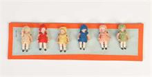 Hertwig & Co., 6 Miniatur Püppchen auf Musterkarte