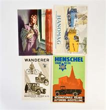4 Plakate "Henschel Automobil", "Dunlop", "Hanomag" + "Wanderer"