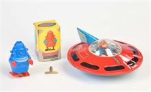 Marubishi Astro 8 Flying Saucer  + Telsalda Mighty Midget Robot