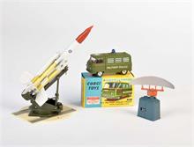Corgi Toys, Militay Police, Flugfeld Radar + Rakete (1 Düse fehlt)