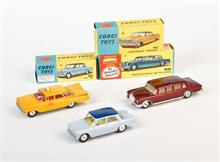 Corgi Toys, Fiat 1800, Mercedes 600 + Chevrolet Taxi