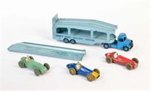 Dinky Toys, Autotransporter + 3 Rennwagen