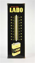 Emailleschild "Labo Huiles" mit Thermometer