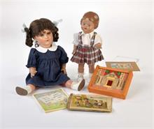 Konvolut mit 2 Schildkröt Puppen, Kinderbücher + Legespiel