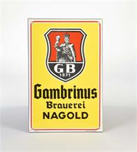 Emailleschild "Gambrinus Brauerei Nagold"
