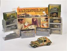 11 Militärmodelle, Spiel "MB Panzerschlacht"+ Maisto Citroen