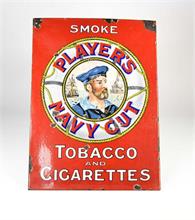 Emailleschild "Player's Navy Cut + Tobacco and Cigarettes"