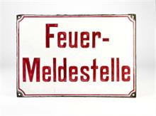 Emailleschild "Feuer Meldestelle" um 1900