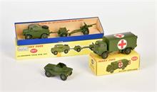 Dinky Toys, Feldkanonenset, Militärkrankenwagen + Panzerspähwagen