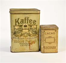 2 Blechdosen "Suchard Cacao" + "Richard Poetzsch Kaffee"