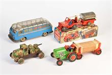 Tippco u.a., Konvolut Traktor, Militärfahrzeuge, Bus + Feuerwehr