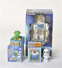 Konvolut Varta Roboter, Ray Robot, Outer Space Alien + Bebot Stormtrooper