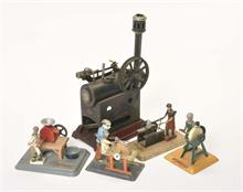 Plank, Fleischmann, Kleine Dampfmaschine + 4 Antriebsmodelle